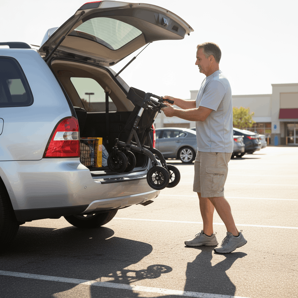 All-Terrain Rollator Walker with Seat — 9.5" Pneumatic Wheels, Foldable