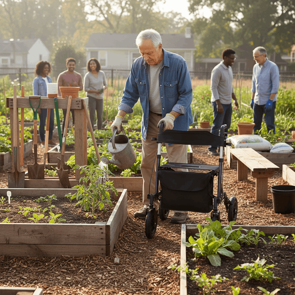 All-Terrain Rollator Walker with Seat — 9.5" Pneumatic Wheels, Foldable