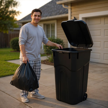 EcoGuard Heavy-Duty Wheeled Garbage Can with Attached Lid