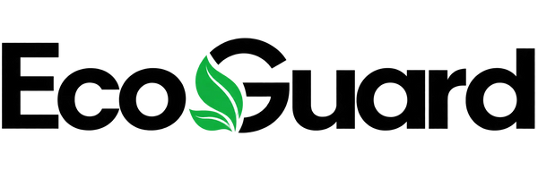 The EcoGuard brand logo, featuring the word 'EcoGuard' in black with two green leaves forming the letter 'G', set against a solid white background.